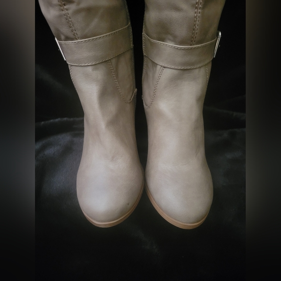 JustFab Women's Light Brown Heeled Knee High Boots - Picture 3 of 8
